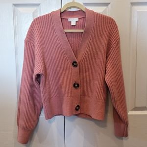 H&M - cropped cardigan - pink rose - xs